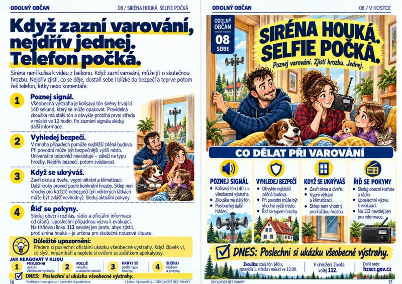 Informační karta Odolný občan: Siréna houká, selfie počká.