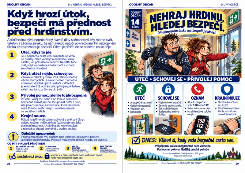 Informační karta Odolný občan: Nehraj hrdinu, hledej bezpečí.